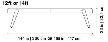 Track 12' Outdoor Shuffleboard Dimensions