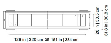 Track 12' Outdoor Shuffleboard Dimensions